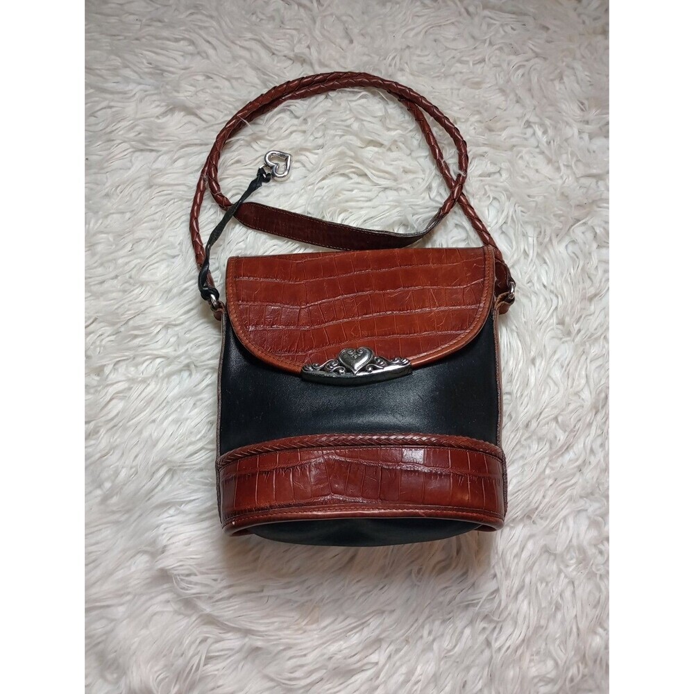 Brighton Vintage Brown Croc Leather Western Shoulder Bag No. 843895 - Picture 2 of 16